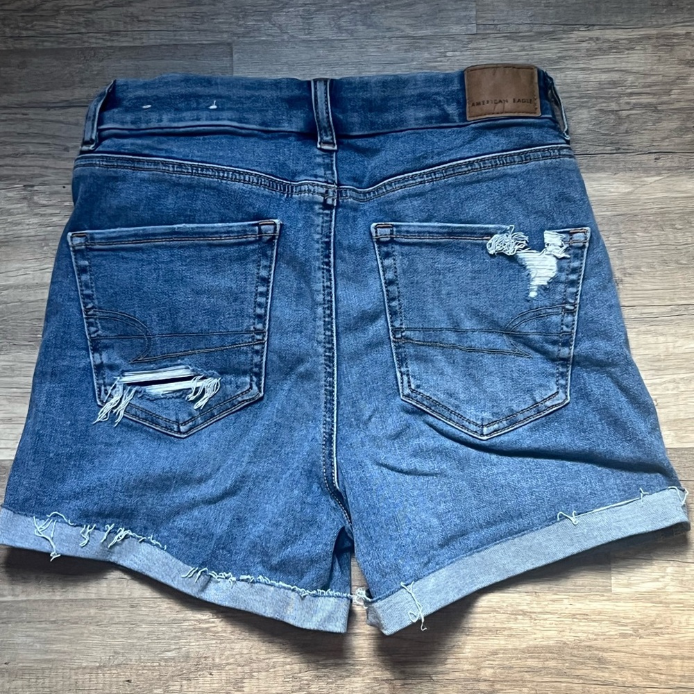 American Eagle Outfitters Distressed Dark Blue Denim Shorts